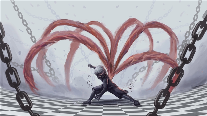 Ken Kaneki from Tokyo Ghoul with Kagune and Chains