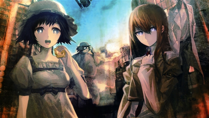 Mayuri Shiina, Kurisu Makise, and Rintaro Okabe from Steins;Gate 4K