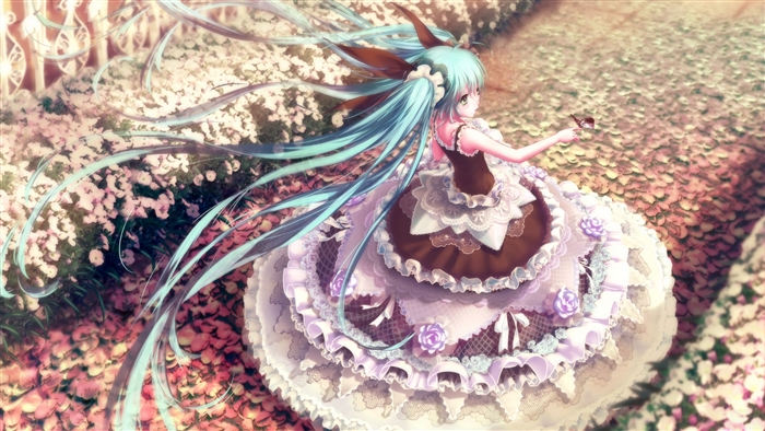 Hatsune Miku in a Lolita Dress with Blue Twintails 4K