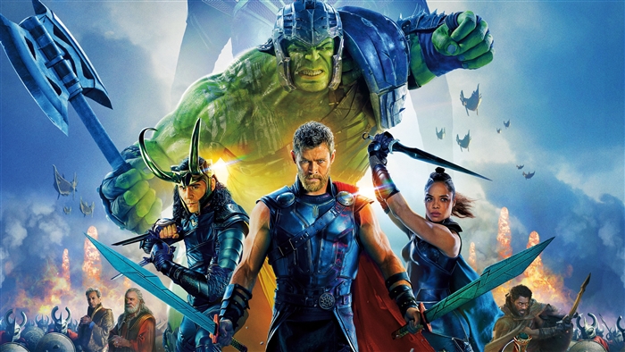 Thor Ragnarok: Thor, Hulk, Loki, Valkyrie 4K