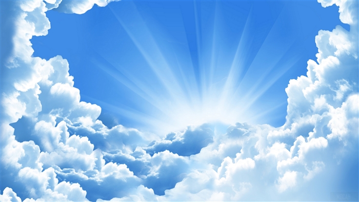 Radiant Blue Sky with Sunlit Clouds 4K