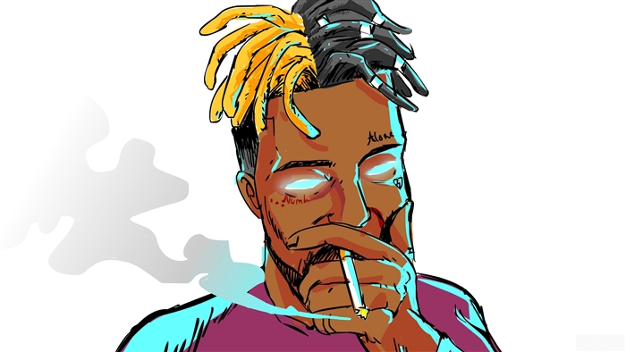 XXXTentacion smoking a cigarette