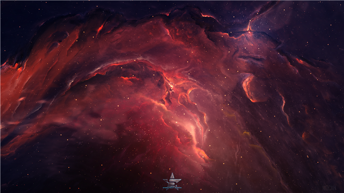 Red and purple nebula with stars 4K