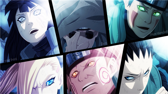 Naruto characters: Hinata, Kiba, Ino, Choji, Shikamaru 4K