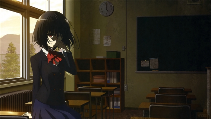Mei Misaki from Another in a classroom