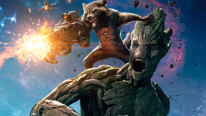 Rocket Raccoon and Groot from Guardians of the Galaxy 4K