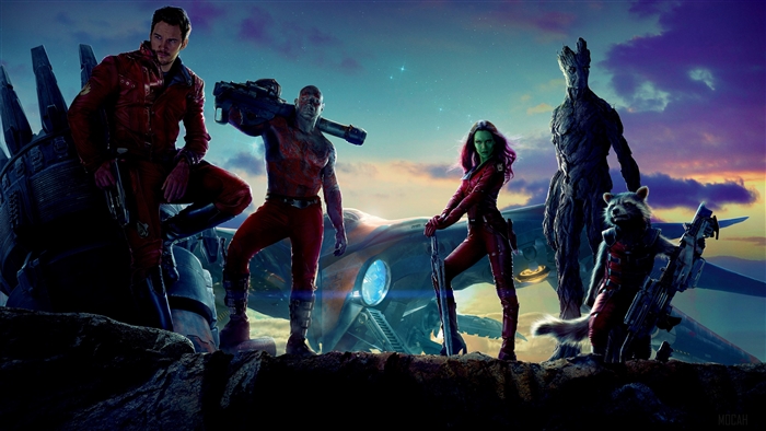 Guardians of the Galaxy characters with spaceship 4K