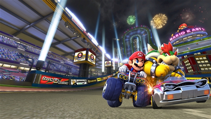 Mario and Bowser from Mario Kart 4K