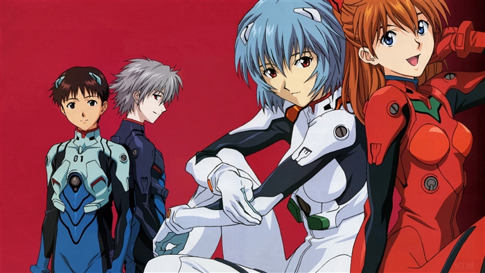Shinji Ikari, Rei Ayanami, Asuka Langley from Neon Genesis Evangelion 4K