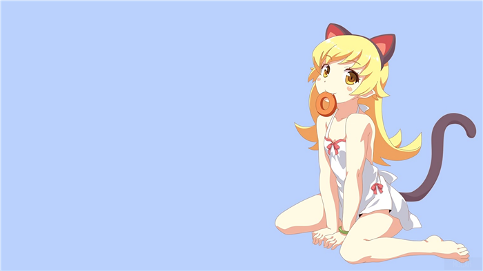 Shinobu Oshino from Bakemonogatari with Cat Ears and Tail