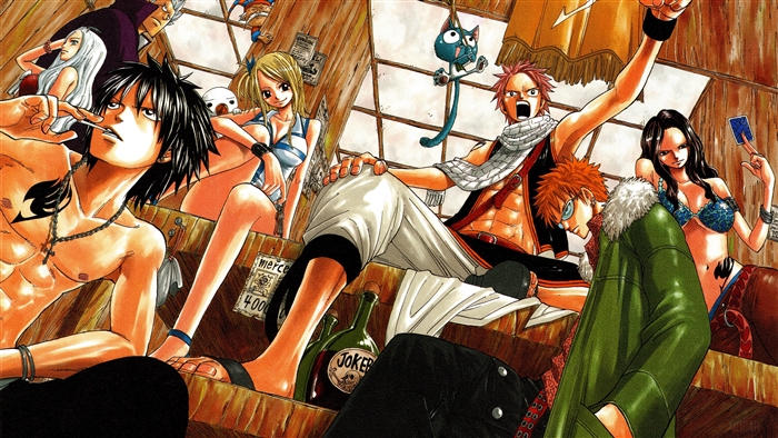 Fairy Tail characters in a room