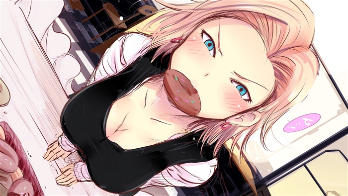 Android 18 from Dragon Ball eating a donut