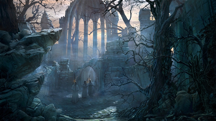 Fantasy Gothic Ruins with Monks 4K