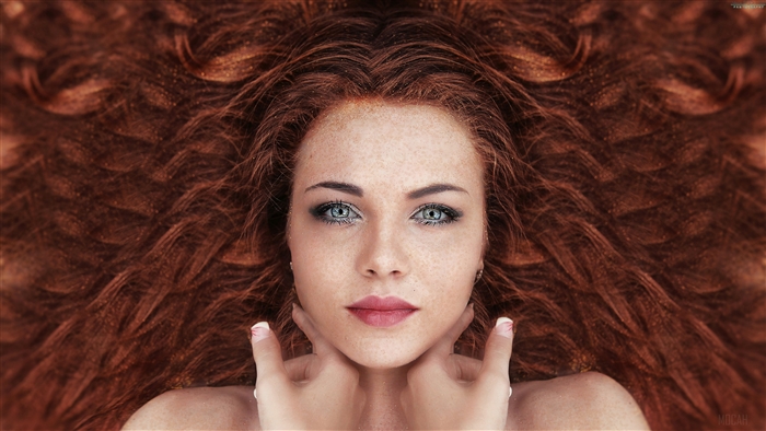 Woman with Red Hair and Blue Eyes 4K