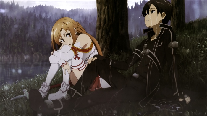 Kirito and Asuna Resting Together in Sword Art Online 4K