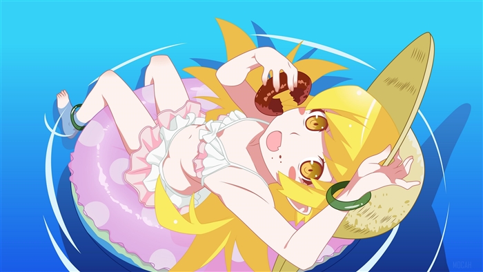 Shinobu Oshino from Monogatari Series eating a doughnut