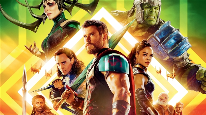 Thor Ragnarok characters: Hela, Loki, Thor, Valkyrie, Hulk, Heimdall, Odin, Grandmaster