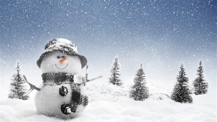 Snowman in a Winter Snowfall 4K