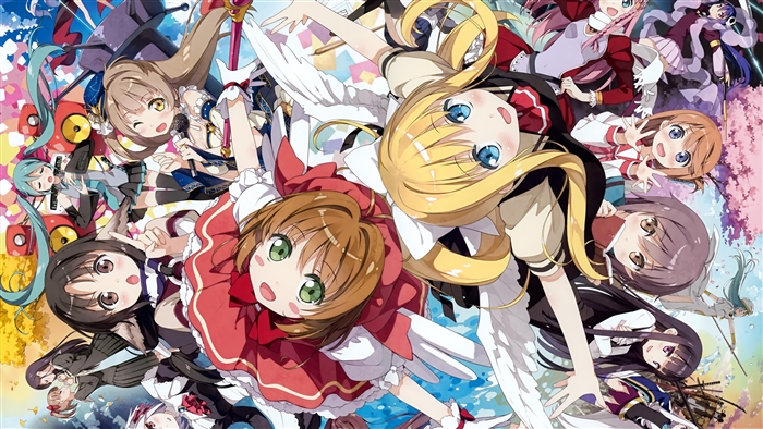 Anime characters including Sakura Kinomoto, Hatsune Miku, and Alice Carroll 4K