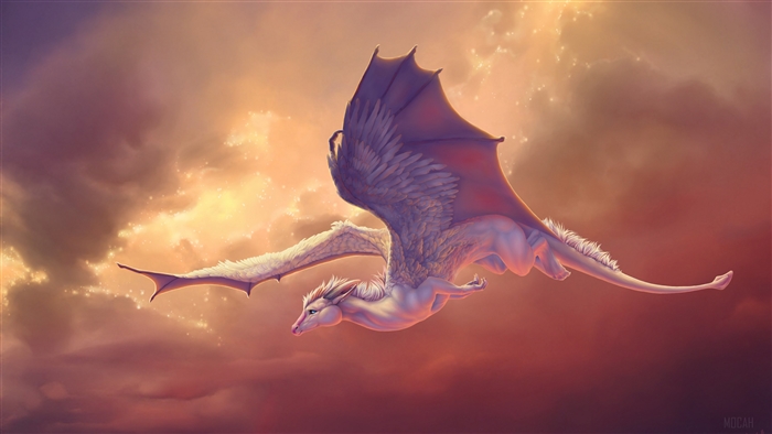 Dragon flying through clouds 4K