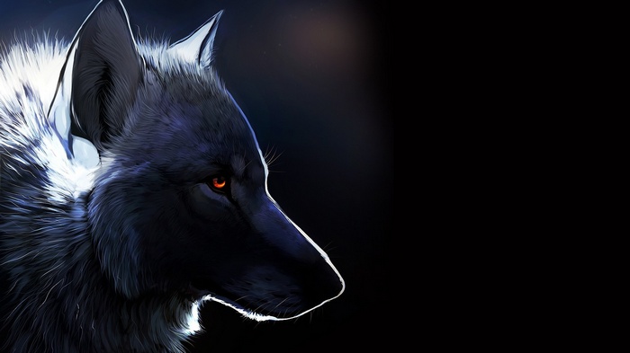 Artistic depiction of a wolf's head