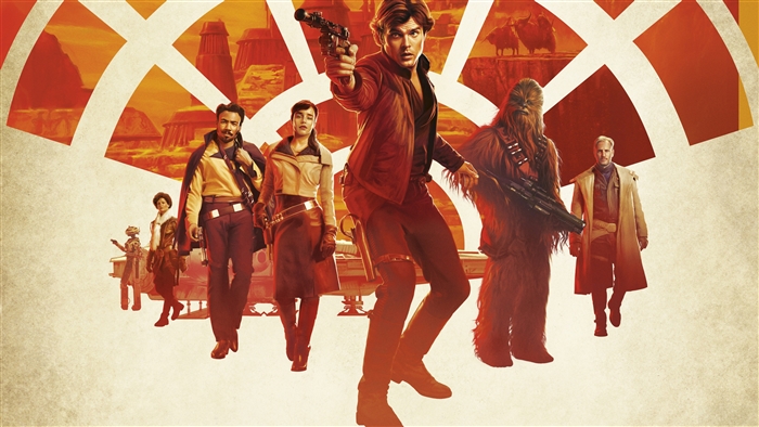 Han Solo from Star Wars with Chewbacca, Qira, and Tobias Beckett