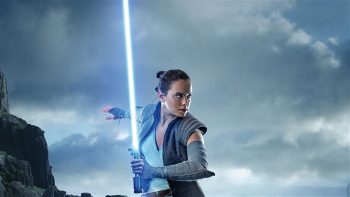 Rey from Star Wars with a Lightsaber