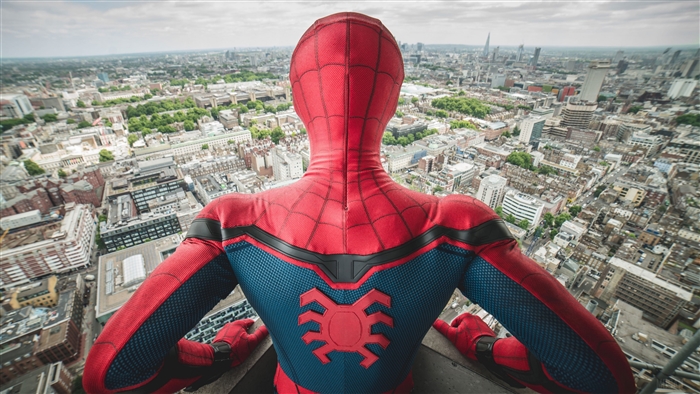 Spider-Man from Marvel Cinematic Universe overlooking London 4K