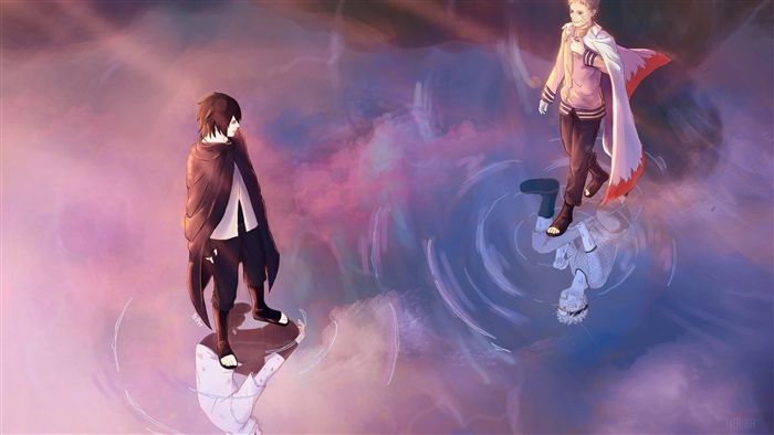 Naruto Uzumaki and Sasuke Uchiha Reflective 4K Art