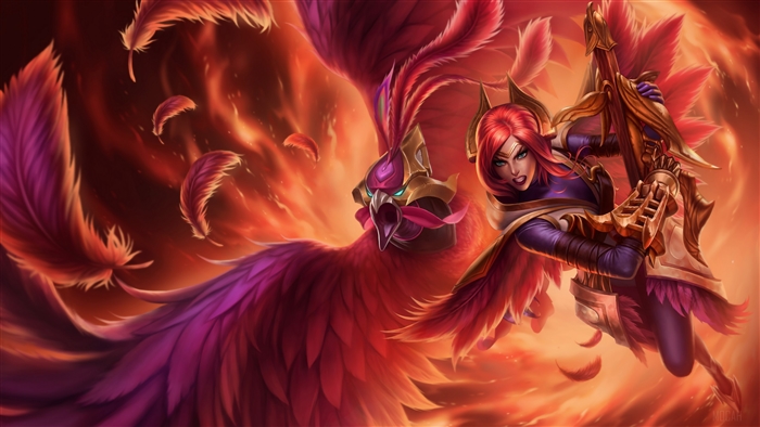 Quinn from League of Legends with a phoenix