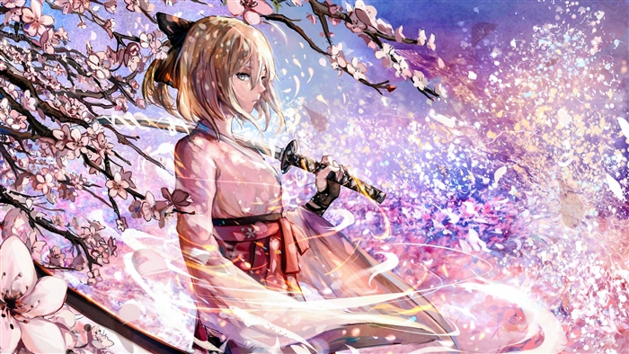 Sakura Saber from Fate/Grand Order with Sword 4K