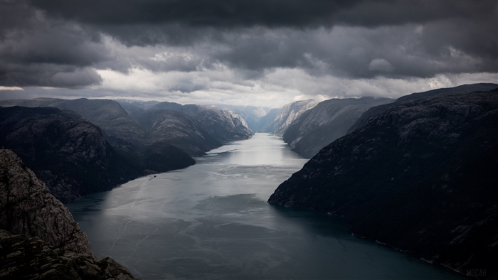 Lysefjord Fjord Norway Mountains Rock 4K