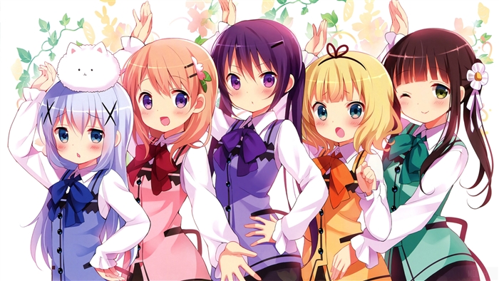 Chiya Ujimatsu, Cocoa Hoto, Rize Tedeza, Sharo Kirima, Chino Kafū 4K