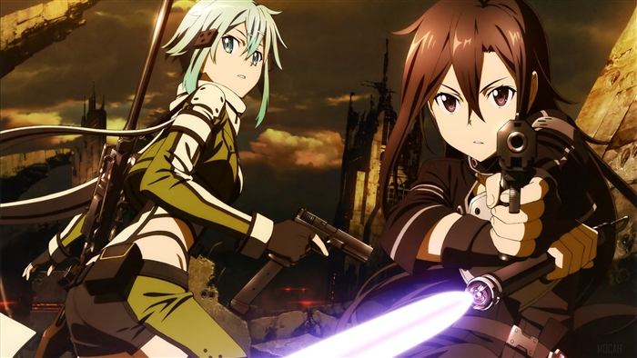 Sinon and Kirito from Sword Art Online II 4K