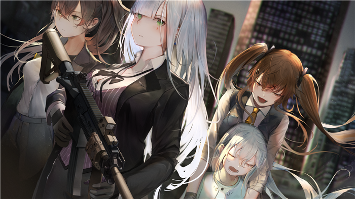 Girls' Frontline characters HK416, UMP45, G11, UMP9 4K