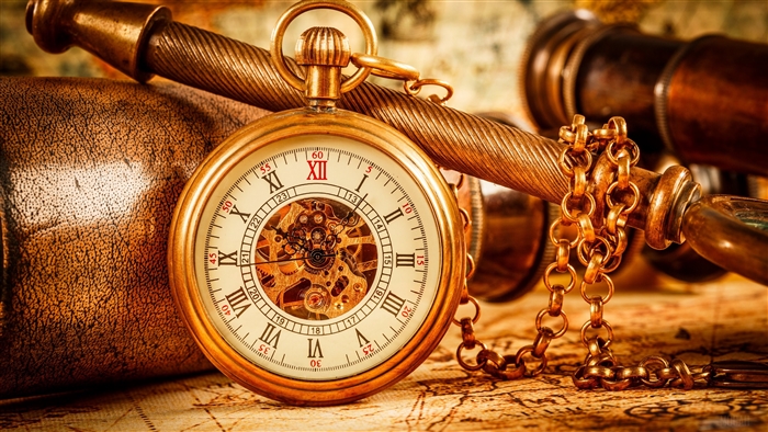 Vintage Pocket Watch with Chain and Spyglass