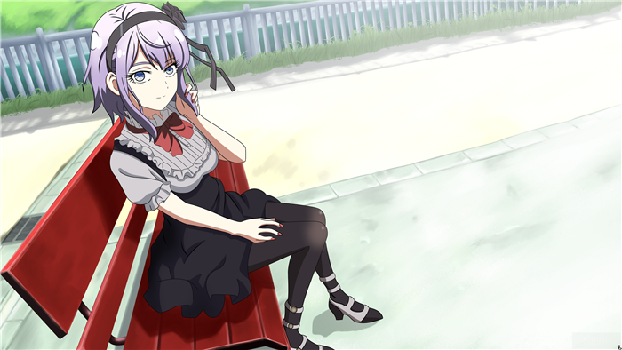 Shidare Hotaru from Dagashi Kashi sitting on a bench