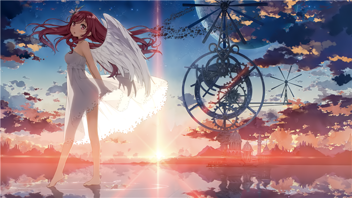 Girl with Wings in a Steampunk World 4K