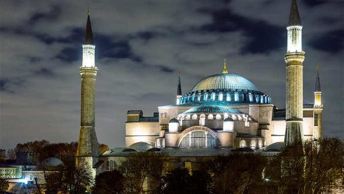 Hagia Sophia Mosque at Night Istanbul 4K