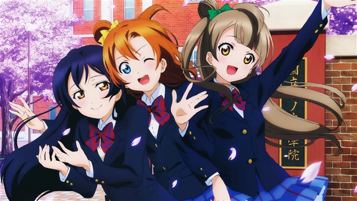 Honoka Kousaka, Kotori Minami, Umi Sonoda from Love Live! 4K