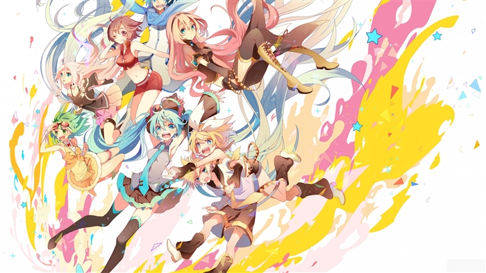 Vocaloid characters: GUMI, Miku, IA, Kaito, Len, Luka, Meiko, Rin 4K
