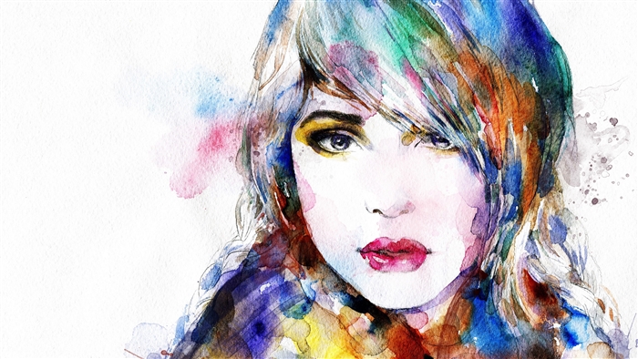 Colorful Watercolor Portrait of a Girl 4K