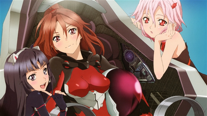 Three girls in a cockpit