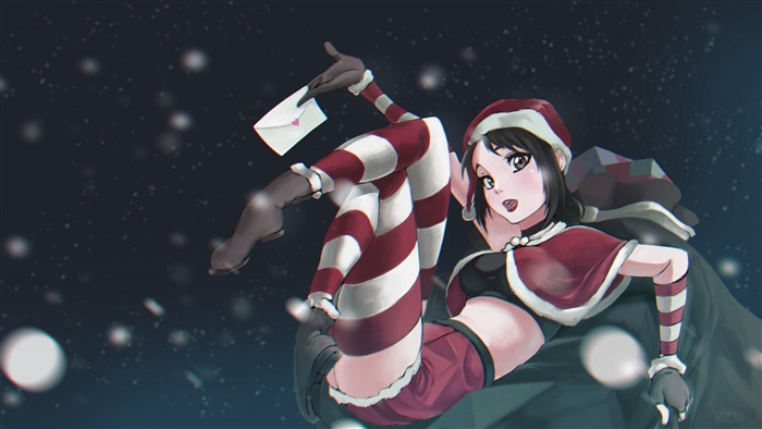 Yandere-Chan from Yandere Simulator in Christmas outfit