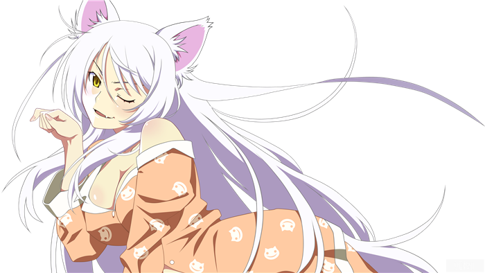 Tsubasa Hanekawa from Monogatari Series with cat ears