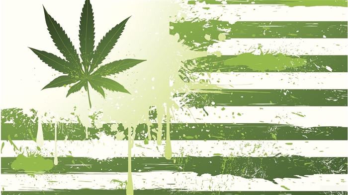 Grunge Green Marijuana Leaf Flag Painting