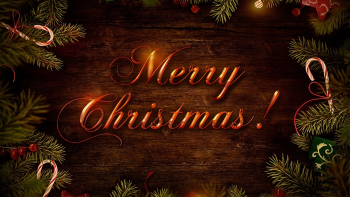 Merry Christmas Candy Cane and Ornaments 4K