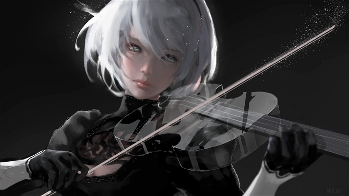 YoRHa No.2 Type B from NieR: Automata playing violin 4K