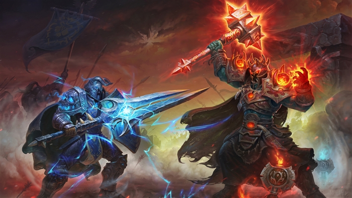 Warriors battling with magical weapons in World of Warcraft 4K