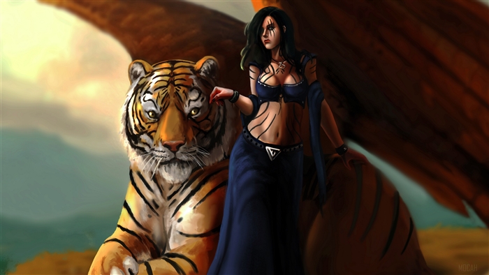 Woman with Tiger 4K